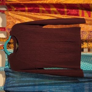 Cable Knit heathered marron pullover sweater by Eddie Bauer in Large